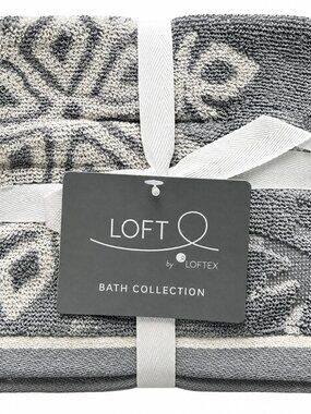Loft by Loftex Snowflake Facecloths Washcloths Soft Cotton Gray White Set of 4